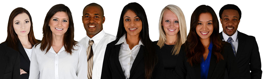 Business Team of Mixed Races on a white background